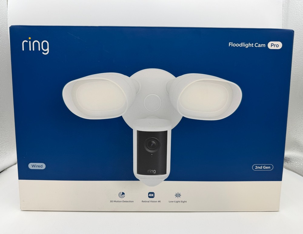 Ring Floodlight Cam Pro Wired 2nd Gen Retinal 4K White NEW