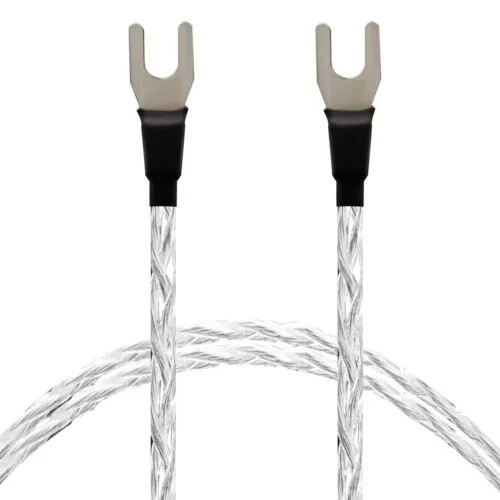 HiFi 3 Cores Copper Silver Plated Audio Cable Ground Wire U Fork Spade Connector