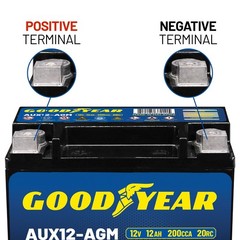 Goodyear Group 401 12V 12 AH, 20RC, 200 CCA Platinum AGM Auxiliary Battery