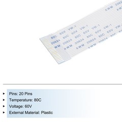 Flexible Flat Cable 250mm 1mm Pitch 20 Pins FPC FFC Flexible Ribbon Cable 10Pcs