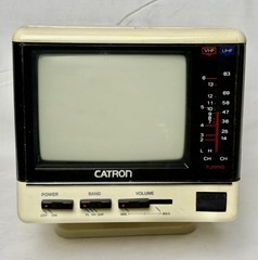 Vintage Rare Retro CATRON 4.5” Portable Black & White Mini TV Travel NO PLUG