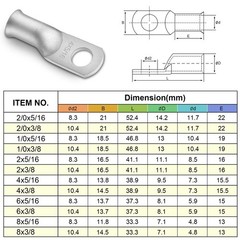 10pcs 4 Guage 5/16″ Wire Lugs Ring Terminal Connectors Ends 4 AWG Heavy Duty …