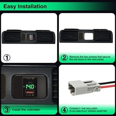 Clock Substitute with Voltmeter and USB Fast Charger for 1997-2001 Honda CR-V