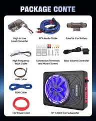 10″ 1200W Car Subwoofer, 2025 Upgraded Slim under Seat Powered Car Subwoofer