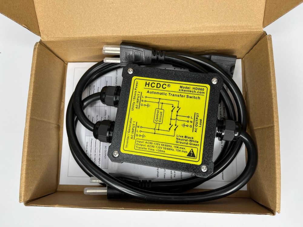 HCDC HD060 Automatic Transfer Switch 15A 120V AC for RV Inverter Generator