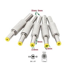 20pcs DC Power Jack 5.5mm x 2.5mm Male Plug Adapter Connector W/ Metal Handle US