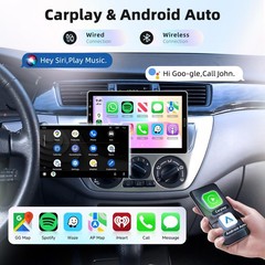 10.1” Single DIN Car Stereo, Wireless CarPlay Android Auto, Rotating Display