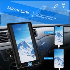 Wireless Apple CarPlay 10.4″ Single 1DIN Car Stereo Rotatable Touch Screen Radio