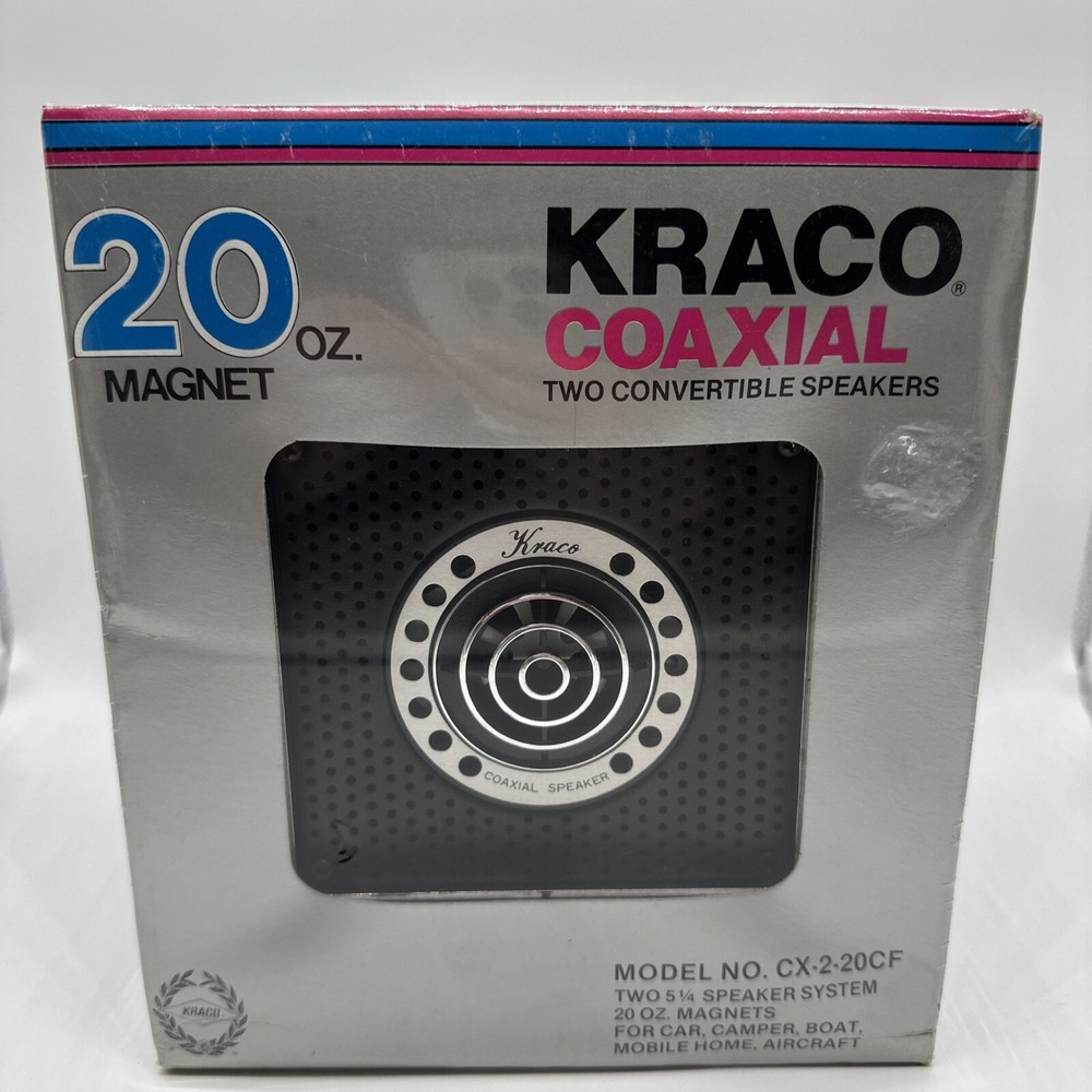 Kraco Coaxial Two Convertible 20oz 5 1/4 Speakers Cx-2-20CF 1970’s Vintage New