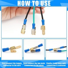 50pcs Piggyback Spade Connectors 3 Way Adapter Dual Male to Single Female