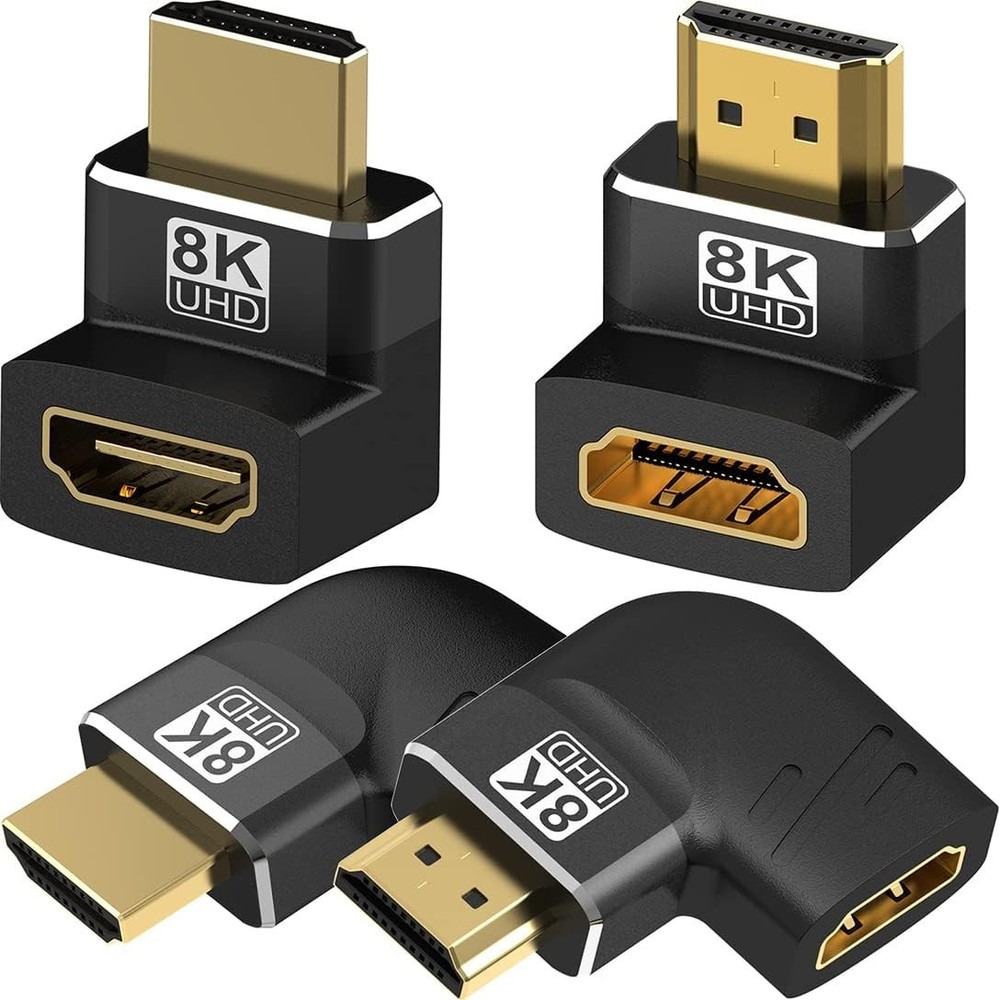 4-Pack 8K HDMI 2.1 Angle Adapter 90° 270° Gold Plated 4K/8K HDR eARC