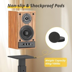 Adjustable Bookshelf Speaker Stands Pair, 20-27.5 Inch All-Metal Heavy Duty Hold
