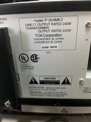 TOA P-924MK2 240 Watt Single-Channel Modular Amplifier Amp – Open Box Demo Unit