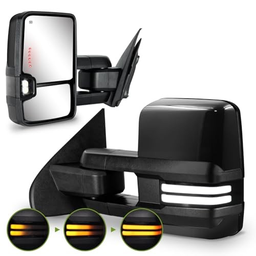 Towing Mirrors for Chevy Silverado/GMC Sierra 1500 Painted Black (code:8555)