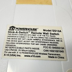 X10 RF StyleSwitch Model SS13A Stick-a-Switch Remote Wall Switch – White