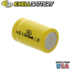 Exell 2/3A Size 1.2V 700mAh NiCD Button Top Rechargeable Battery