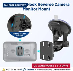 EWAY 4-Hole Direct Fit Suction Cup Mount for Backup Camera 4.3″/5″ Monitor, Knob