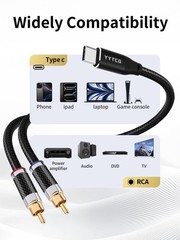 USB to RCA Audio Cable,-to 2 RCA Y Splitter 4N OFC Silver-Plated – High-Resol…