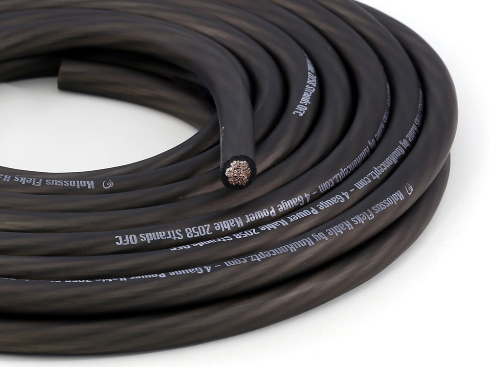 KnuKonceptz Kolossus Ultra Flex Battery Ground Wire 4 Gauge Black Cable OFC 50Ft