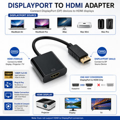 DisplayPort to HDMI Adapter Cable 1080P DP Male to HDMI Female Converter