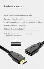 50cm HDMI 4K Cable Male To Female Converter Short Extension Cable Fire TV
