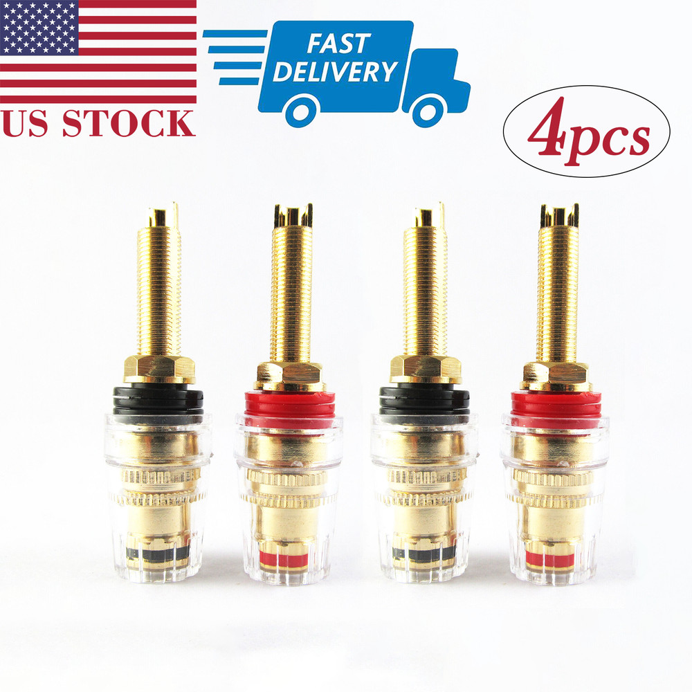 4pcs High Quality Gold Plated Audio Speaker Cable Long 4mm Binding Post US Stock