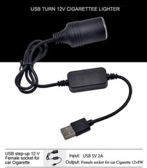 Portable 5V USB A to 12V Cigarette Lighter Socket for Travel and Dash Cameras