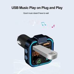 Bluetooth 5.0 Car Wireless FM Transmitter Adapter 2USB PD Charger AUX Hands-Free