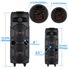 Loud Portable Bluetooth Speaker Dual Sub woofer Party Heavy Bass Sound System