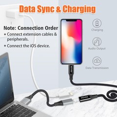 AGVEE [6.6ft Lightning Extension Cable Braided Female to Male 6.6ft, Black