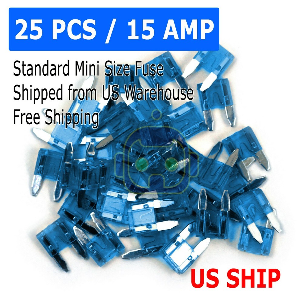 25PC Mini Trucks SUV Auto Fuses Assorted Color Coded Car Fuse 15 Amp
