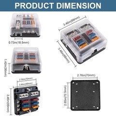 6 Way Fuse Block, 12V Marine Fuse Box with LED Indicator, Automotive 6-Circuit B