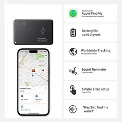 Black Wireless Charging Smart Card Tracker ABS Wallet Tracker Tracking Device