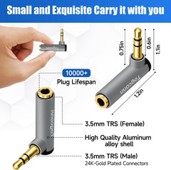 Right Angle 3.5Mm 1/8″ Audio Adapter 2-Pack, 90 Degree 3.5Mm 1/8 Inch TRS Male