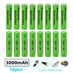 16PCS AA AAA Alkaline Batteries 3000mAh Rechargeable Battery 1.5V Smart Charger