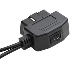 50cm Right Angle OBD2 Male to Dual Female Cigarette Lighter Connector with Switc