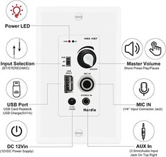 Herdio 5.25″ 300W Home Store In Ceiling Speakers+Wall Mount Bluetooth Amplifier