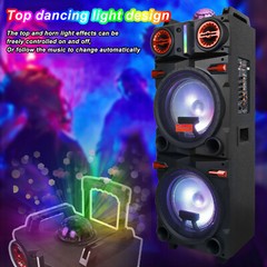 9000W Dual 10″ Subwoofer Portable Bluetooth Party Speaker With Mic Remote Light