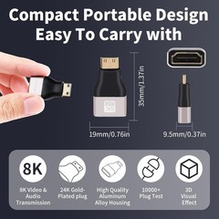 Mini HDMI to HDMI Adapter 2-Pack 8K@60Hz 4K@144Hz for Raspberry Pi Camera