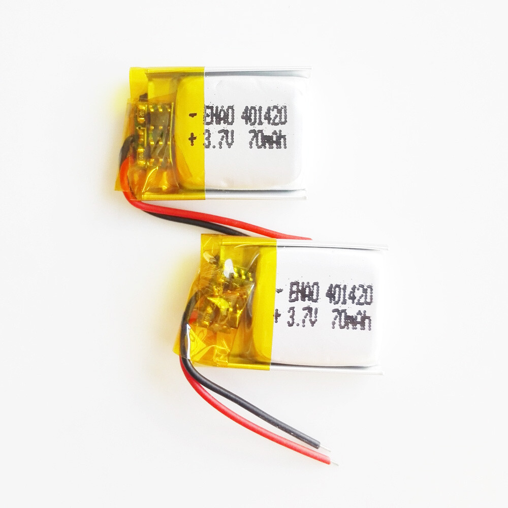 2 PCS 3.7V 70mAh Li-Po Li-Polymer Rechargeable Battery For Bluetooth Mp3 401420