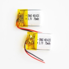 2 PCS 3.7V 70mAh Li-Po Li-Polymer Rechargeable Battery For Bluetooth Mp3 401420