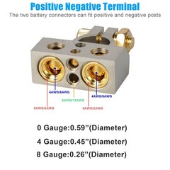 Car Audio Battery Terminals with Shims 2PCS Positive and Negative Car Battery