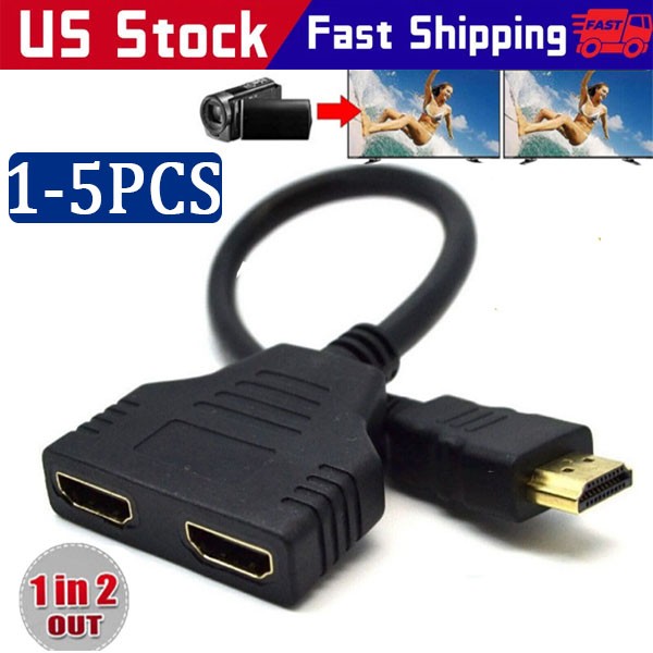 4K HDMI Cable Adapter Male To Dual Female 2.0 Converter 1 in 2 out Splitter lot