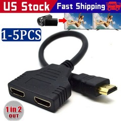4K HDMI Cable Adapter Male To Dual Female 2.0 Converter 1 in 2 out Splitter lot