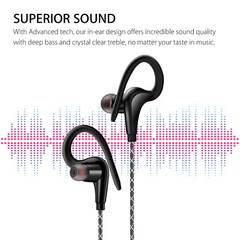 Wired In-Ear Sport Hifi Earphone Earbuds Over Ear Hook Headphone 3.5mm With MIC
