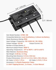VEVOR 3-Bank 5A 12V Smart Marine Battery Charger Onboard IP68 Waterproof Boat RV