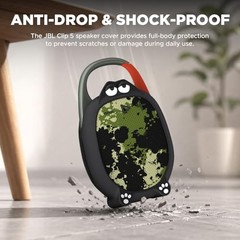 Cute Silicone Case Cover for JBL Clip 5,Anti-Scratch Schockproof Cartoon Black