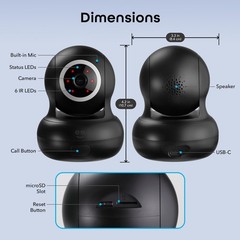 Geeni Sentinel 2K Smart Indoor Camera Auto Tracking Dual-Band 2.4GHz & 5GHz WiFi