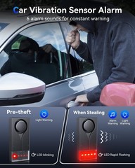 Easy Install 108dB Car Alarm System with Magnetic Mount & Long Battery Life