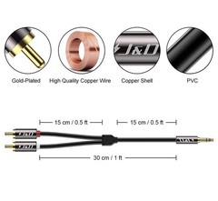 J&D 3.5mm to RCA Cable, GoldPlated 3.5mm Male to 2RCA Male Stereo Audio Adapt…